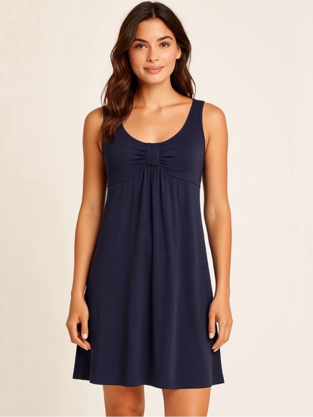 Tommy Bahama Navy Front Knot Sleeveless Mini Jersey Dress Baby Doll
